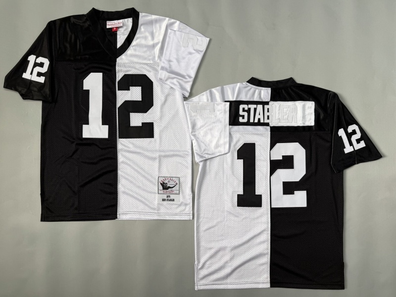 Men 2025 Nike Oakland Raiders #12 Stabler black white Throwback Limited NFL Jersey style 001->oakland raiders->NFL Jersey
